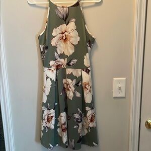 Monteau Green Halter A-line Midi Dress